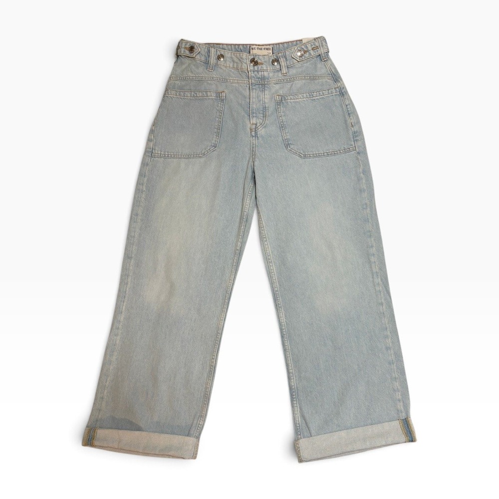 Free People We The Free Palmer Cuffed Jean Daydream Blue Light Wash 27 NWT